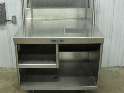 Quầy inox không cửa có giá trên